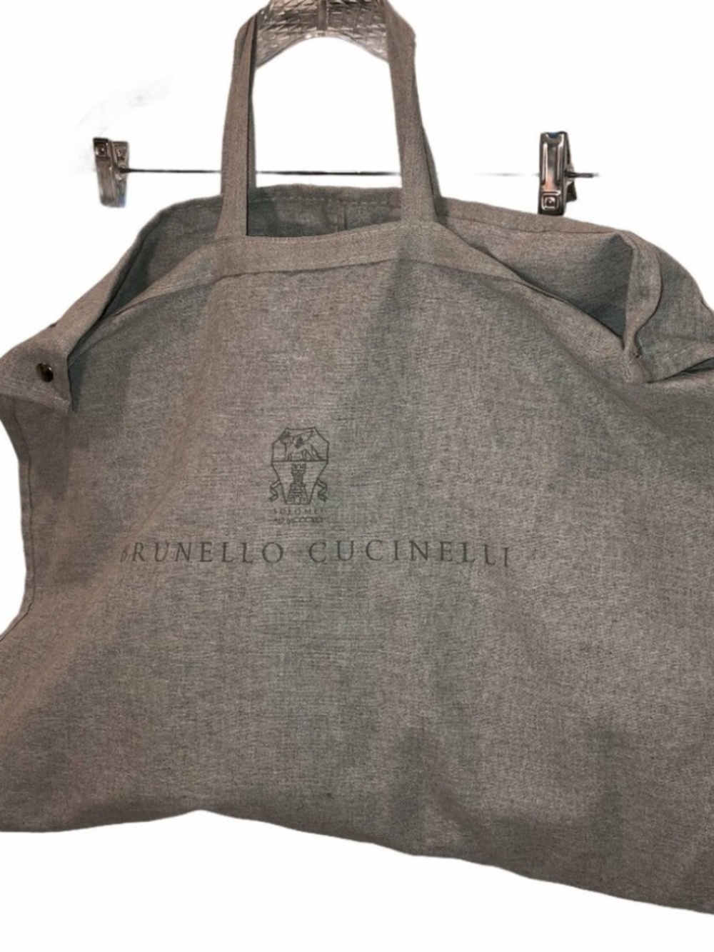 Brunello Cucinelli light gray cotton wardrobe Hanging Garment dust bag Italy